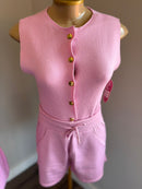 Conjunto em tricô rosa